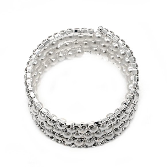 Memory wire bracelet with 7 strands and rhinestones. - Picture 3 of 3